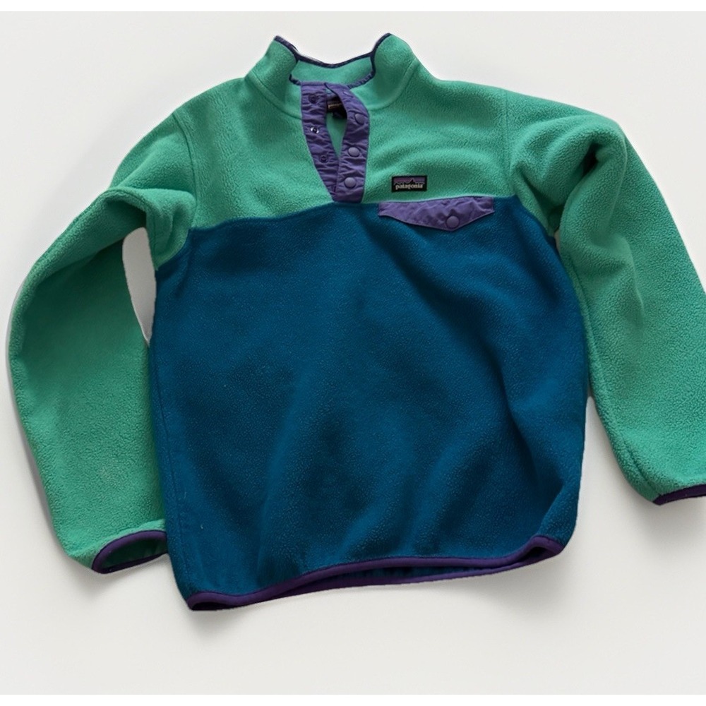 Patagonia Synchilla Snap Fleece Youth XL 14 Teal Purple Pullover‎